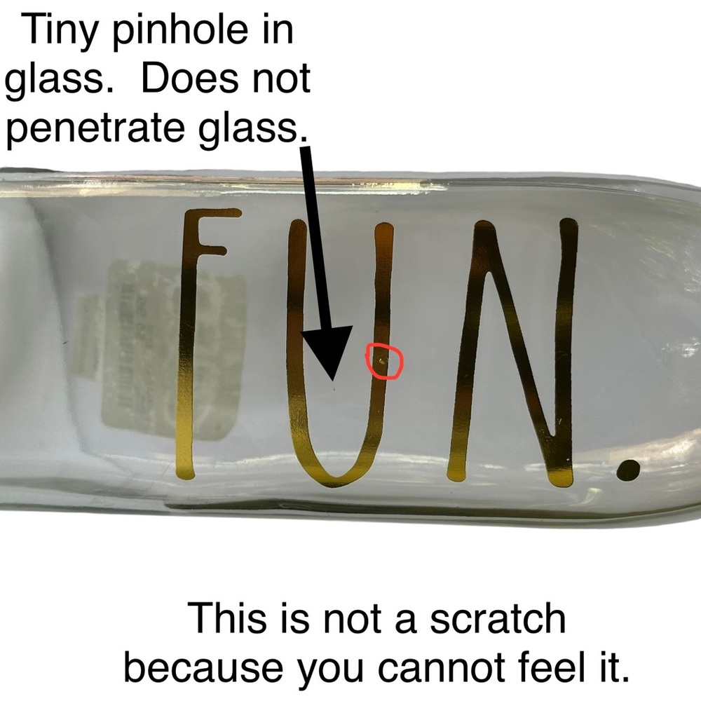 Rae Dunn FUN Clear Glass Bottle Bail & Trigger Closure Gold Letters NWT 2017 OG - Picture 3 of 12